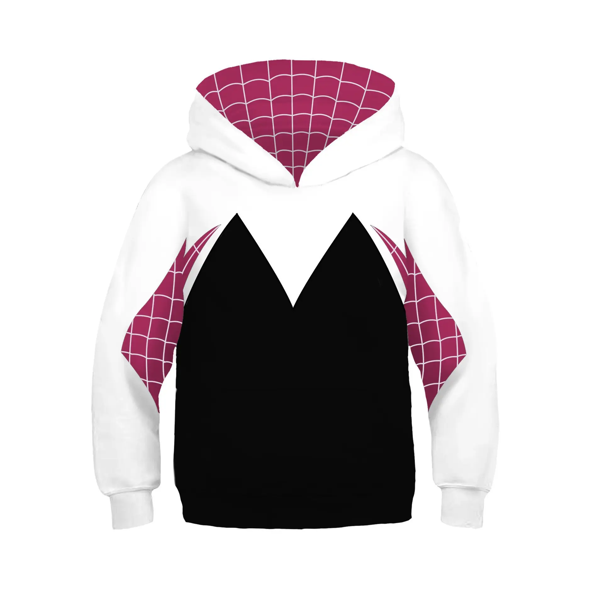 Marvel Cartoon Gwen Hooded Sweater Set White Black Pink