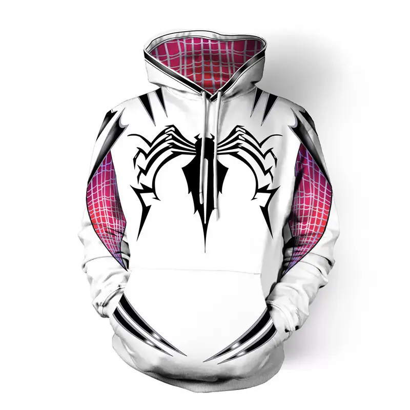 Marvel Cartoon Gwen Hooded Sweater Set White Black Pink