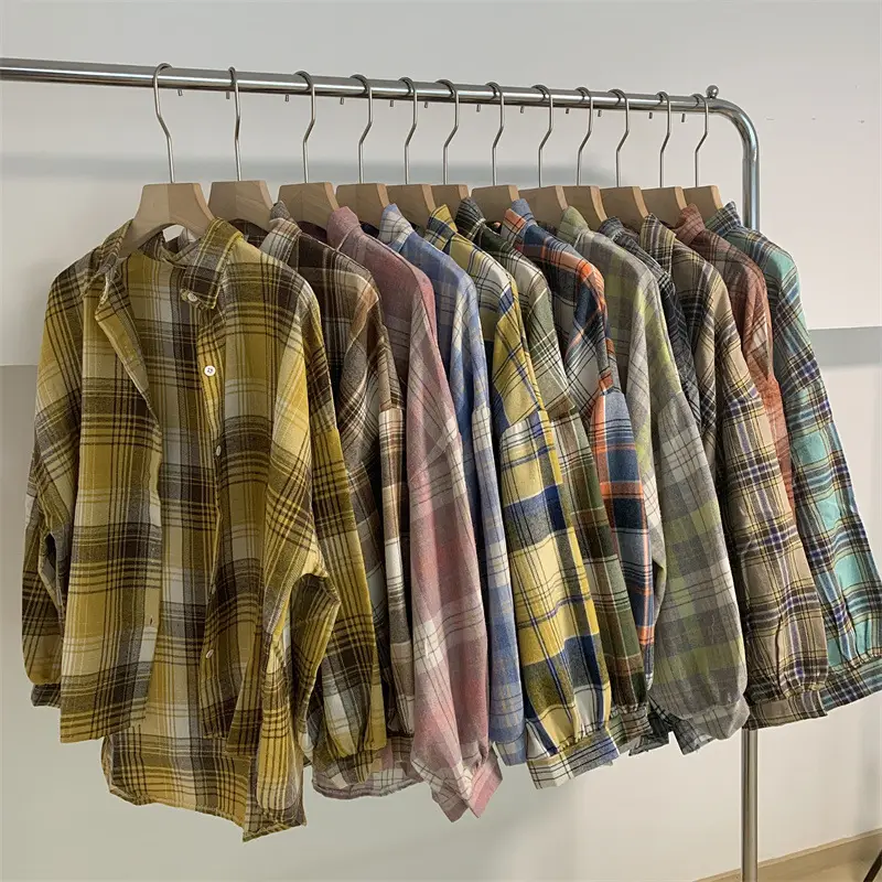 Women Plaid Loose Shirt Spring Summer Thin Retro Hong Kong Style — feature 1