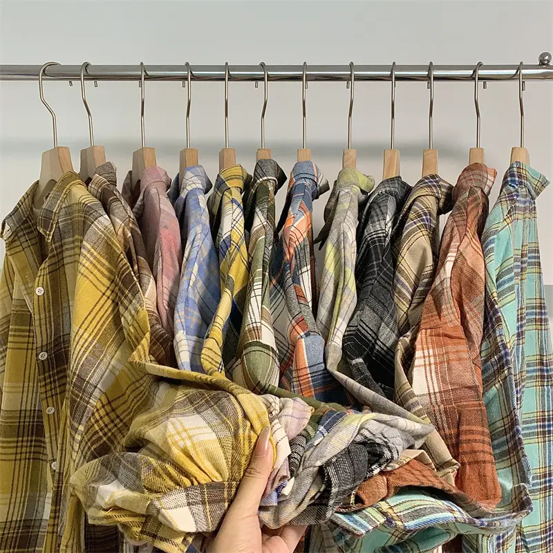 Women Plaid Loose Shirt Spring Summer Thin Retro Hong Kong Style — feature 3