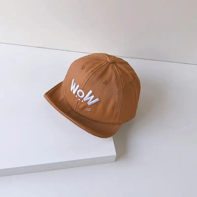 Brown Embroidered Bean Hat for Kids - Image 10