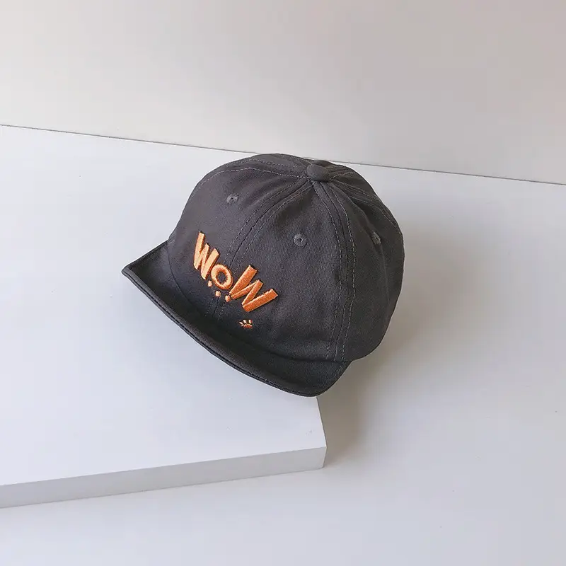 Brown Embroidered Bean Hat for Kids - Image 11