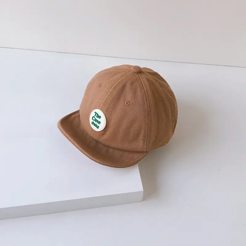 Brown Embroidered Bean Hat for Kids - Image 17