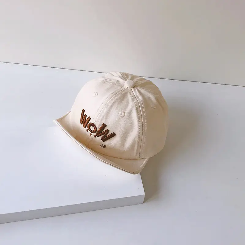 Brown Embroidered Bean Hat for Kids - Image 9