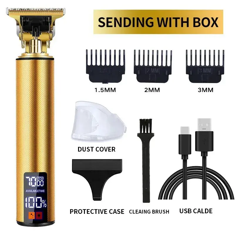 Metal T9 Hair Clipper with Digital Display & 7 Attachments - Image 2