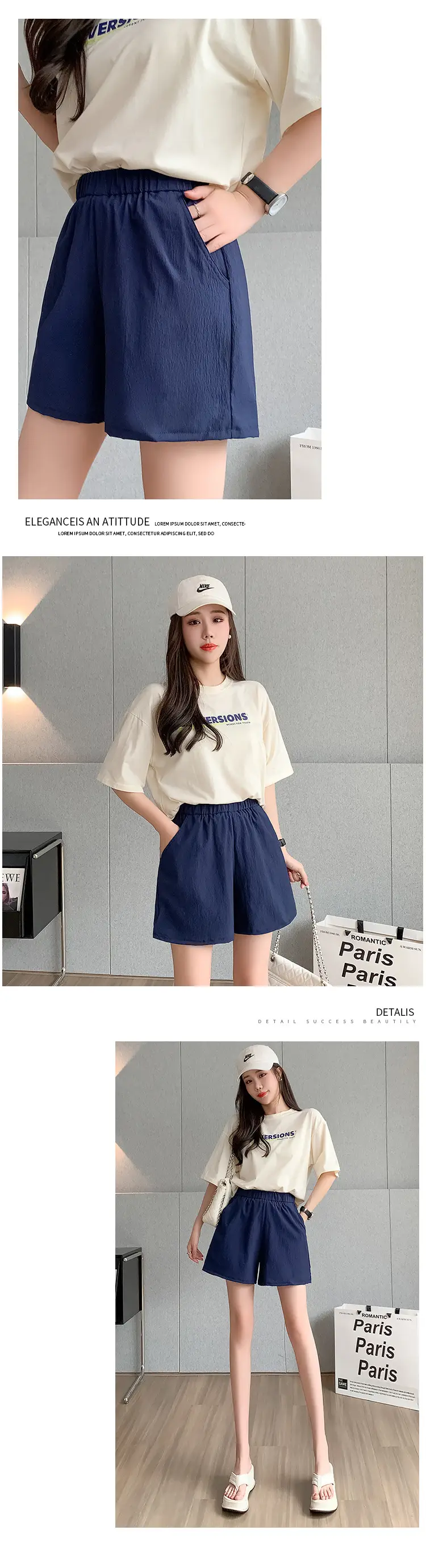 Women's Quick-Drying Crepe Shorts Large Size — feature 17