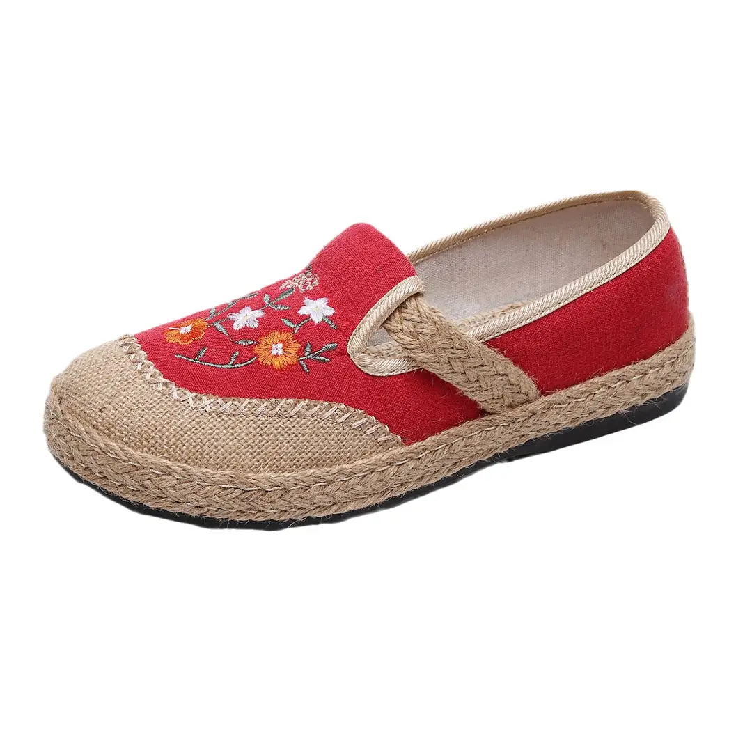 Spring New Old Beijing Cloth Shoes Women's Single Shoes Ethnic Style Fisherman Shoes Slip-on Soft Sole Mother Shoes Flat Comfortable