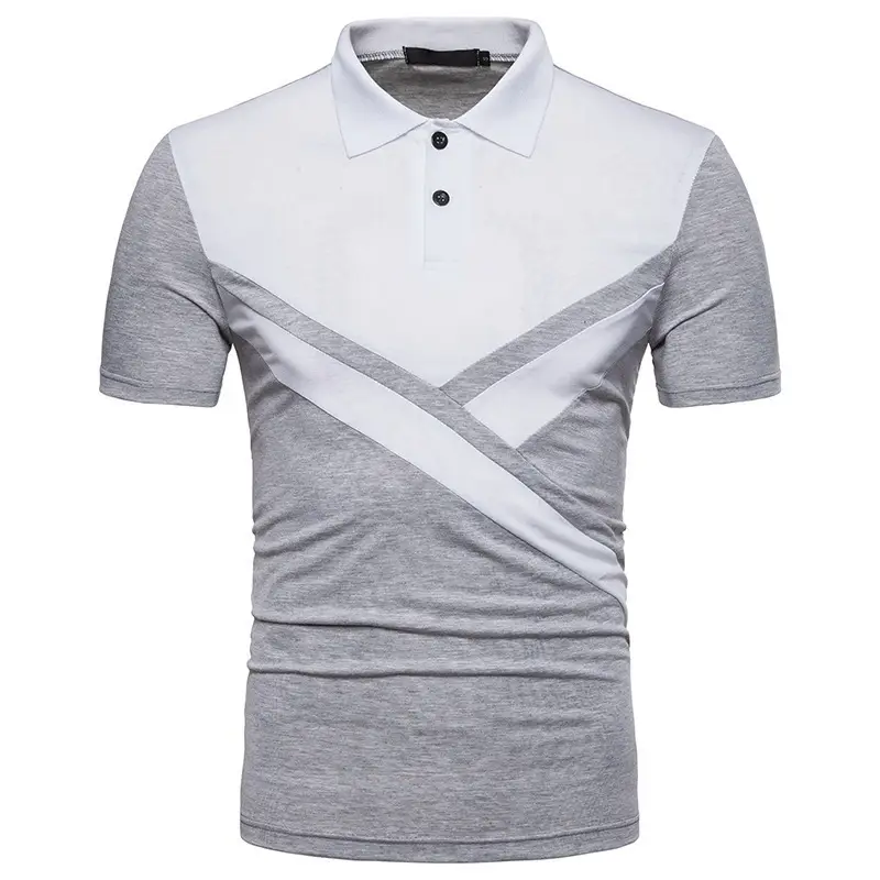 Men's Grey Cross Striped Polo Shirt Summer 2022 - Image 7