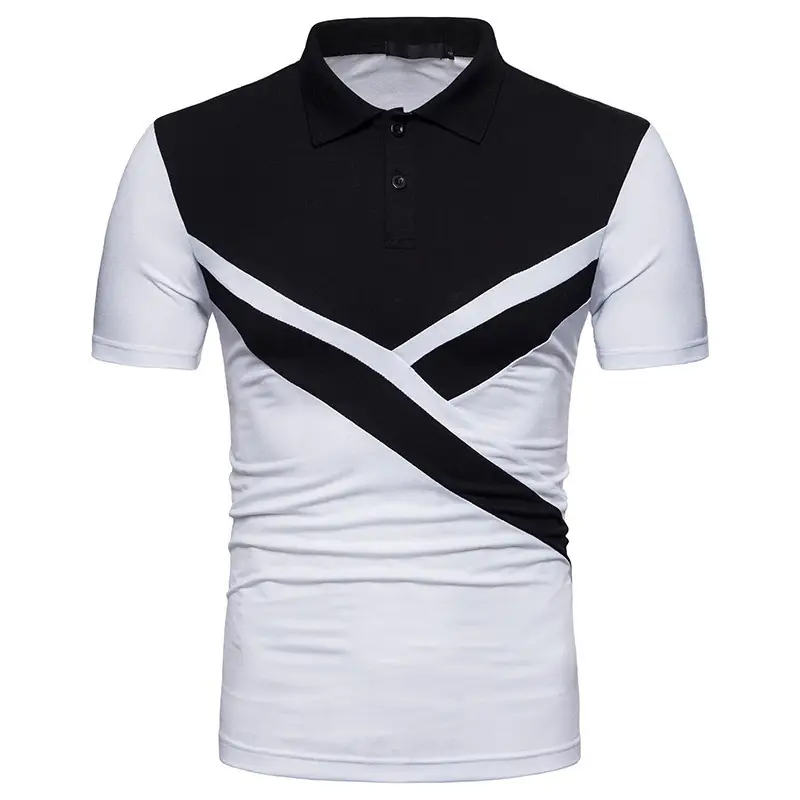 Men's Grey Cross Striped Polo Shirt Summer 2022 - Image 8