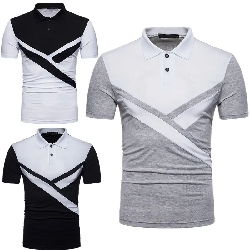 Men's Grey Cross Striped Polo Shirt Summer 2022 — feature 2