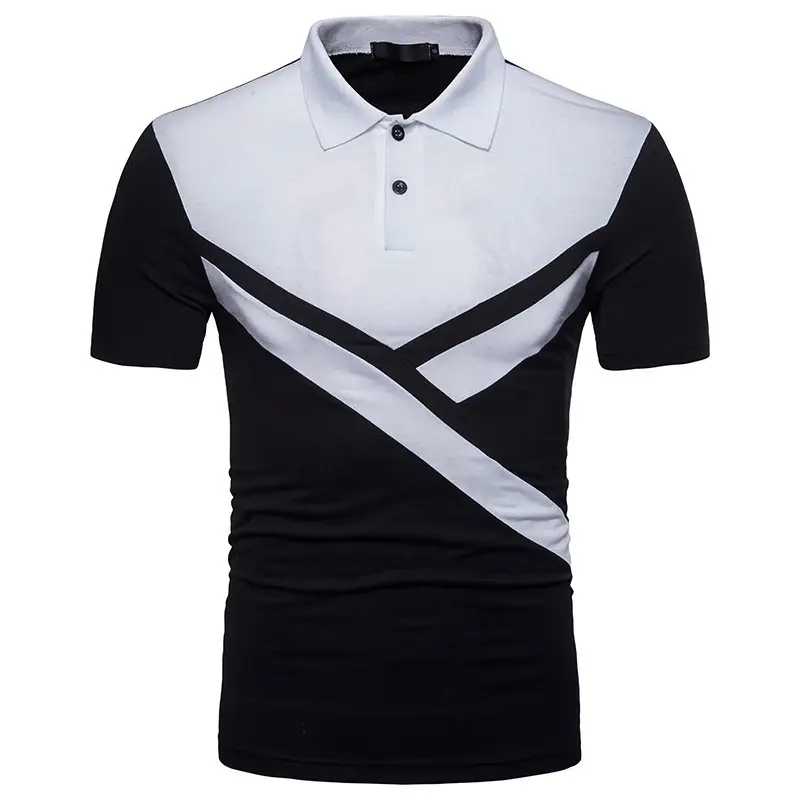 Men's Grey Cross Striped Polo Shirt Summer 2022 - Image 3