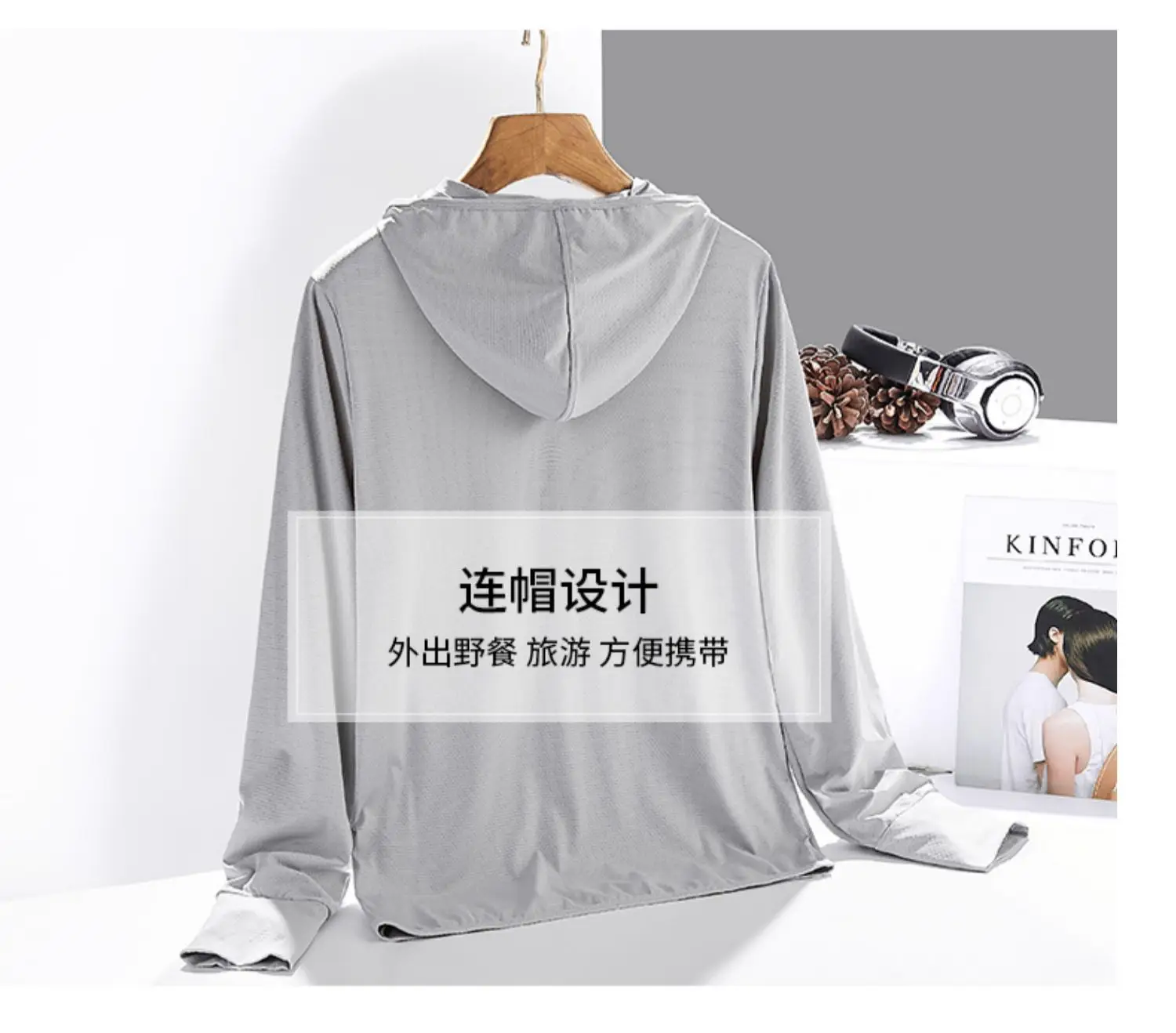 Women White Hooded Sun Protection Jacket UPF50+ — feature 19