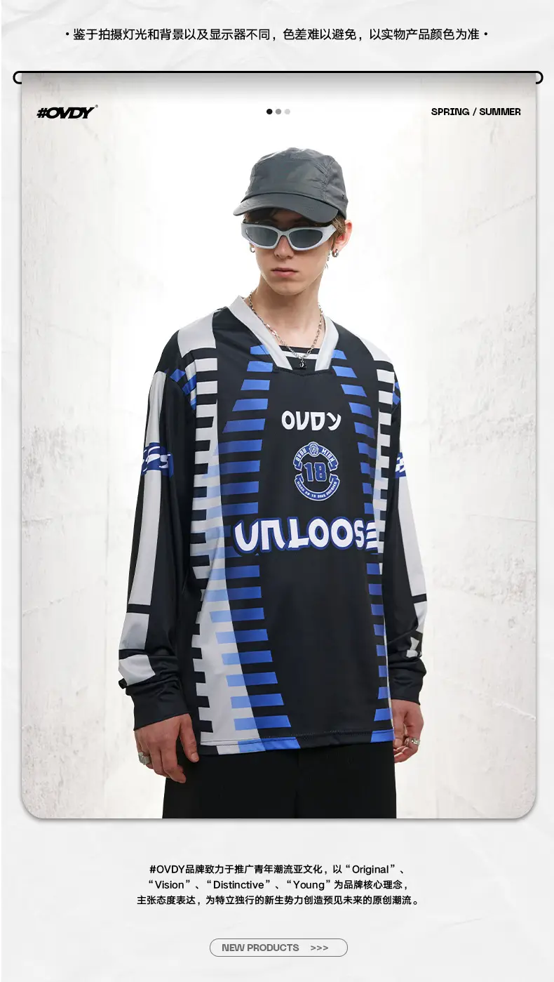 Ovdy Racing Long Sleeve Long T-Shirt Black Blue — feature 4