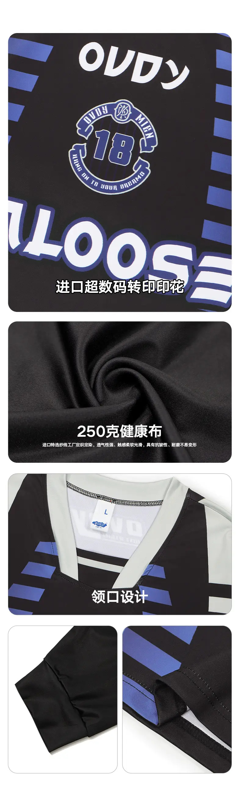 Ovdy Racing Long Sleeve Long T-Shirt Black Blue — feature 5