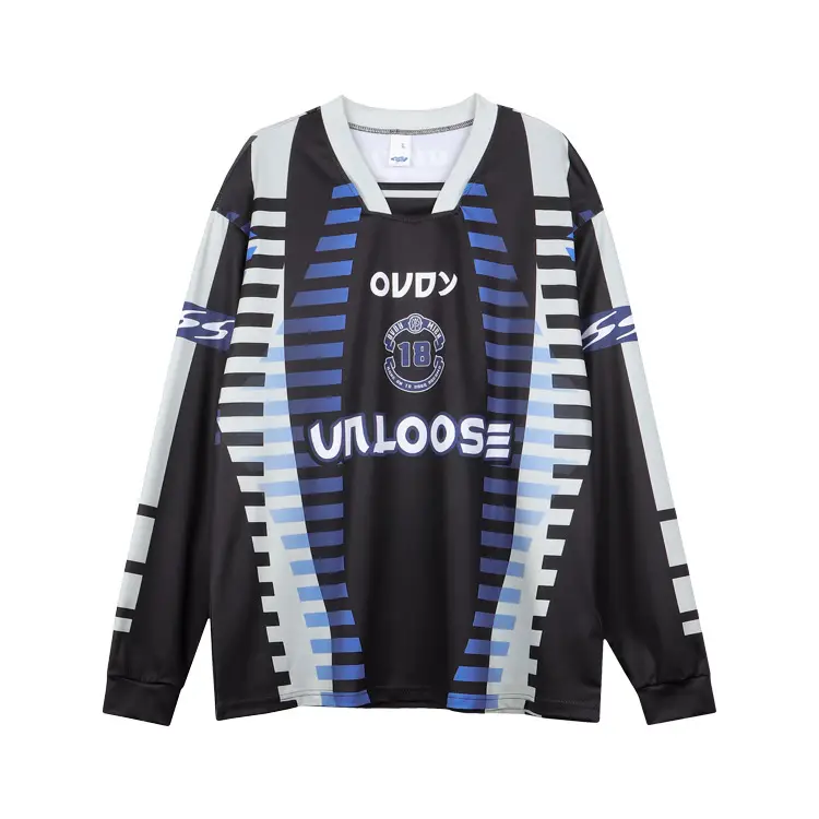 Ovdy Racing Long Sleeve Long T-Shirt Black Blue