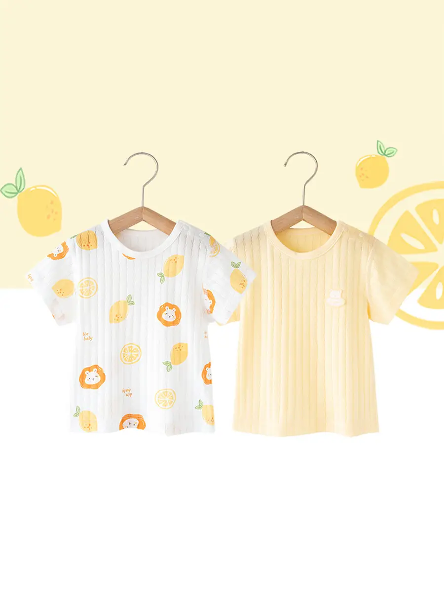 Baby Cotton Orange Print Short Sleeve Top - Image 19
