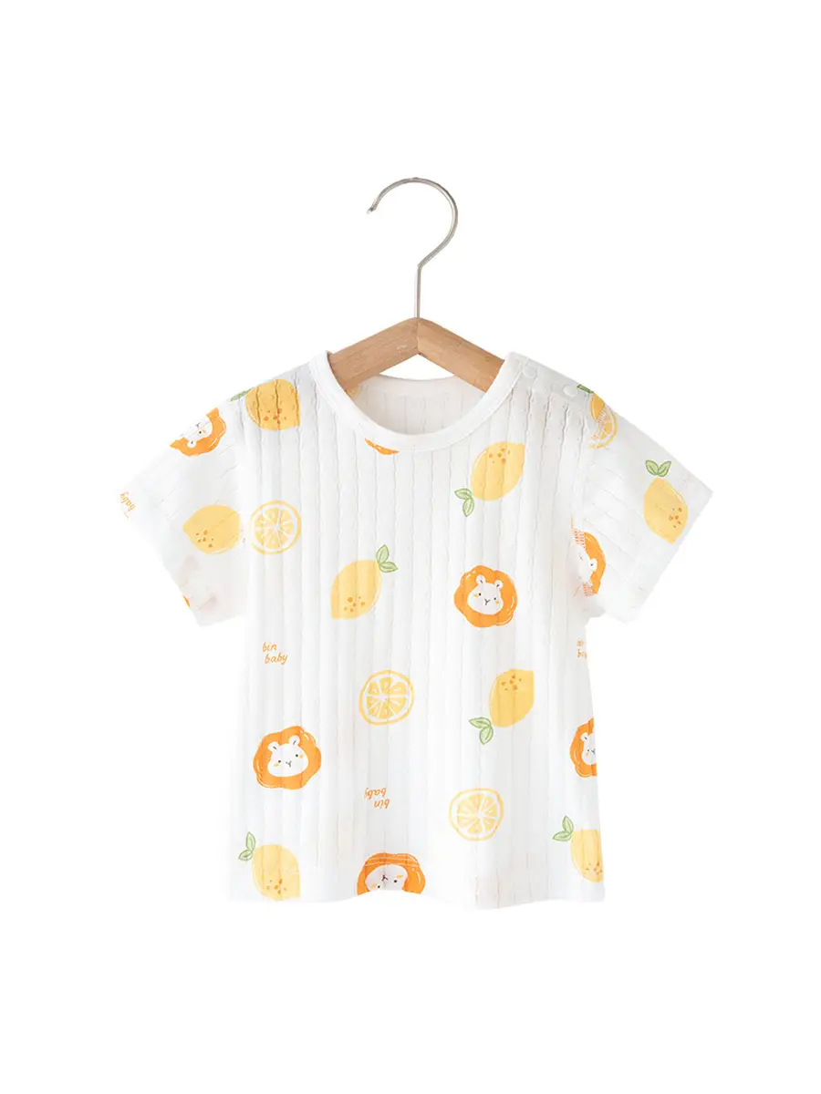 Baby Cotton Orange Print Short Sleeve Top - Image 23