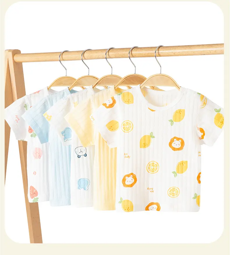 Baby Cotton Orange Print Short Sleeve Top — feature 3