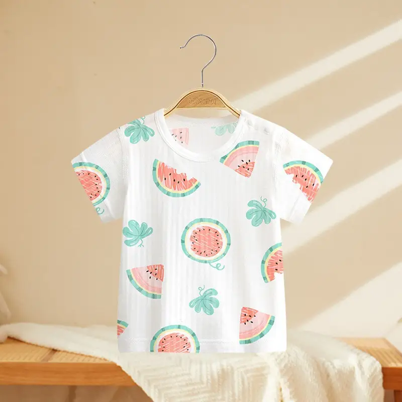 Baby Cotton Orange Print Short Sleeve Top - Image 10