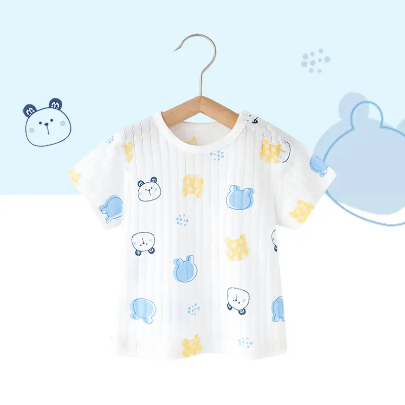 Baby Cotton Orange Print Short Sleeve Top - Image 2