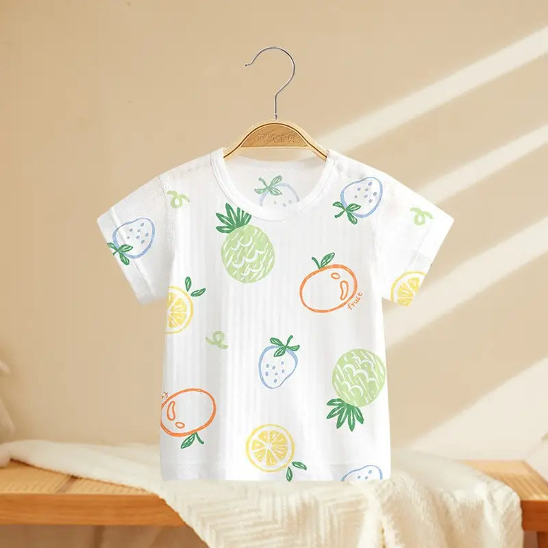 Baby Cotton Orange Print Short Sleeve Top - Image 9