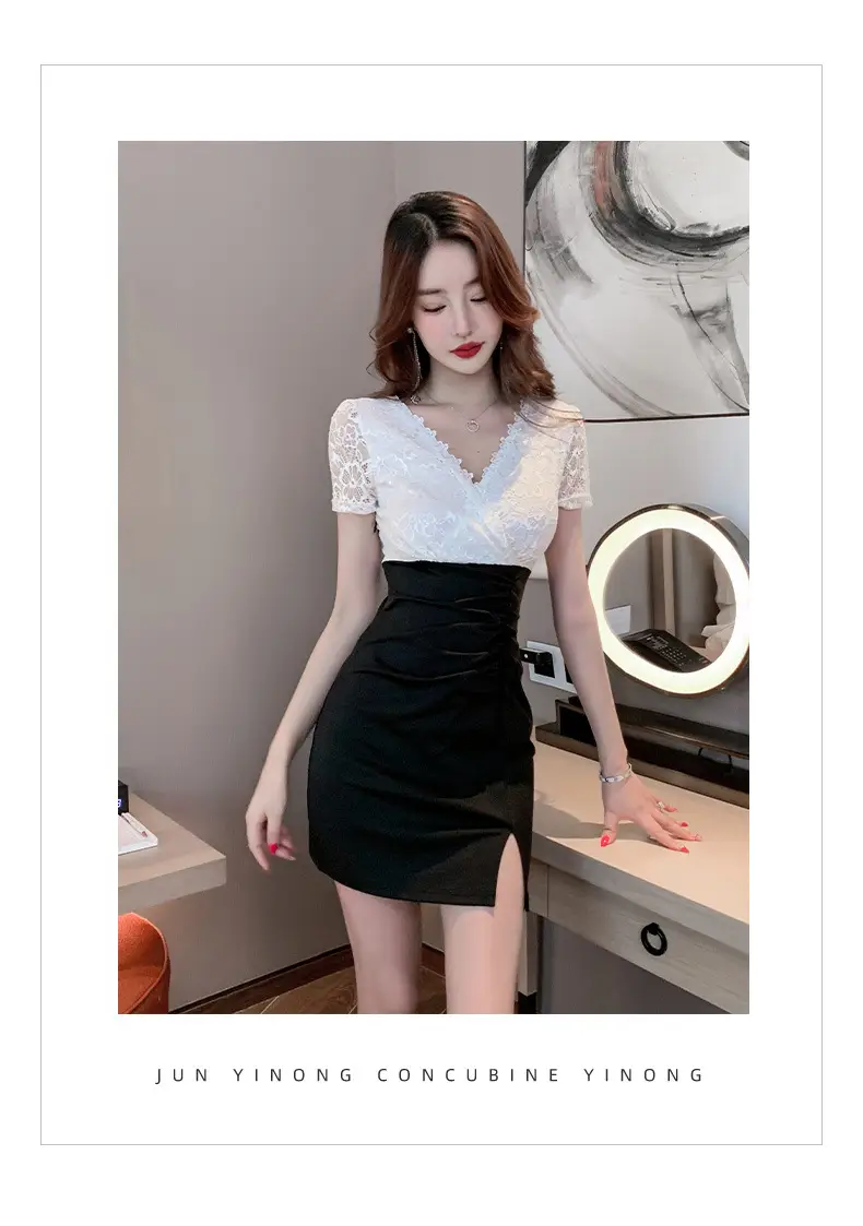 Sexy V-Neck Lace Dress for Women Slim Fit Nightclub — feature 11