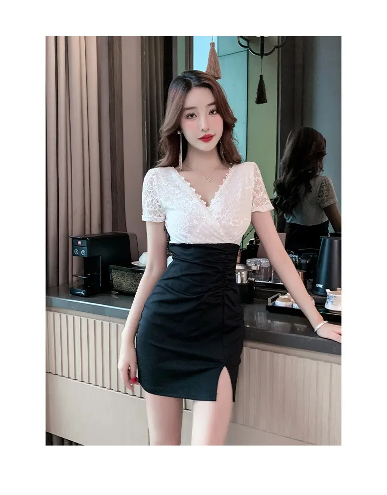 Sexy V-Neck Lace Dress for Women Slim Fit Nightclub — feature 9