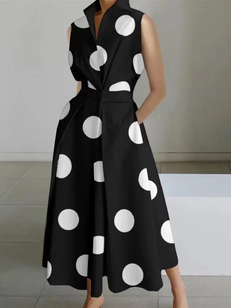 Women's V-Neck Button Fishtail Dress 2024 Summer — feature 12
