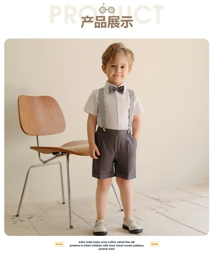 Kids Spring Shorts Suit Boys White Bow Tie — feature 12