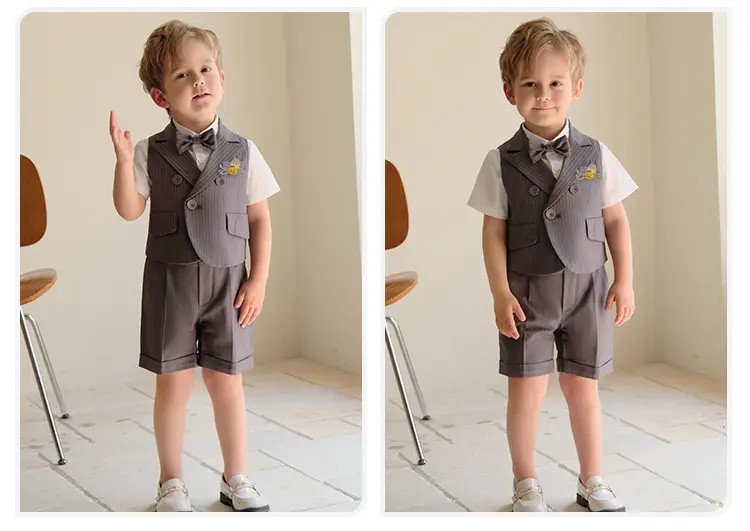 Kids Spring Shorts Suit Boys White Bow Tie — feature 17