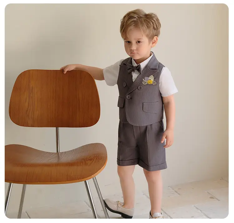 Kids Spring Shorts Suit Boys White Bow Tie — feature 18