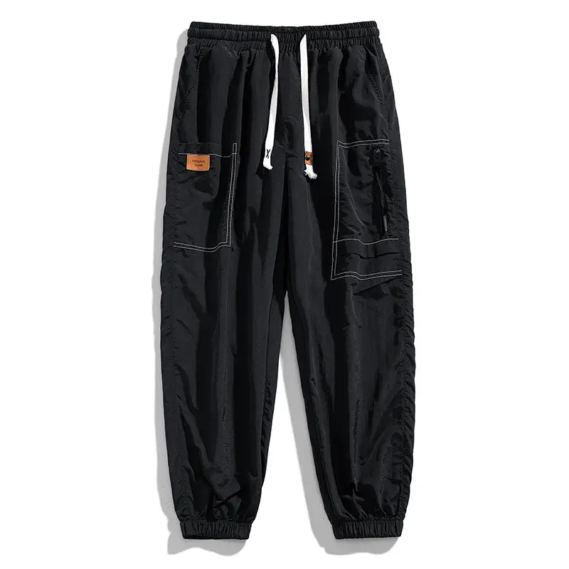 Men Black Multi-Pocket Loose Trousers Plus Size - Image 5