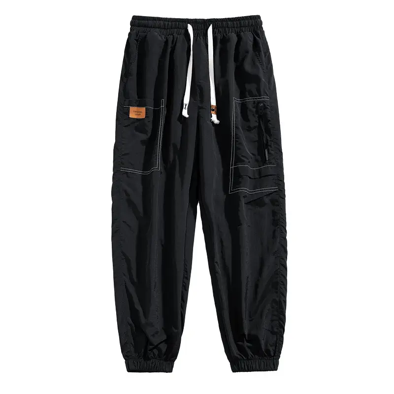 Men Black Multi-Pocket Loose Trousers Plus Size - Image 7