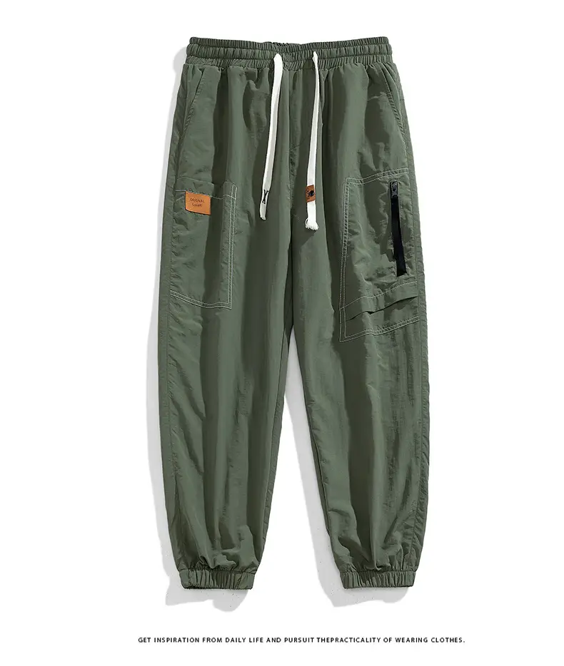 Men Black Multi-Pocket Loose Trousers Plus Size — feature 10
