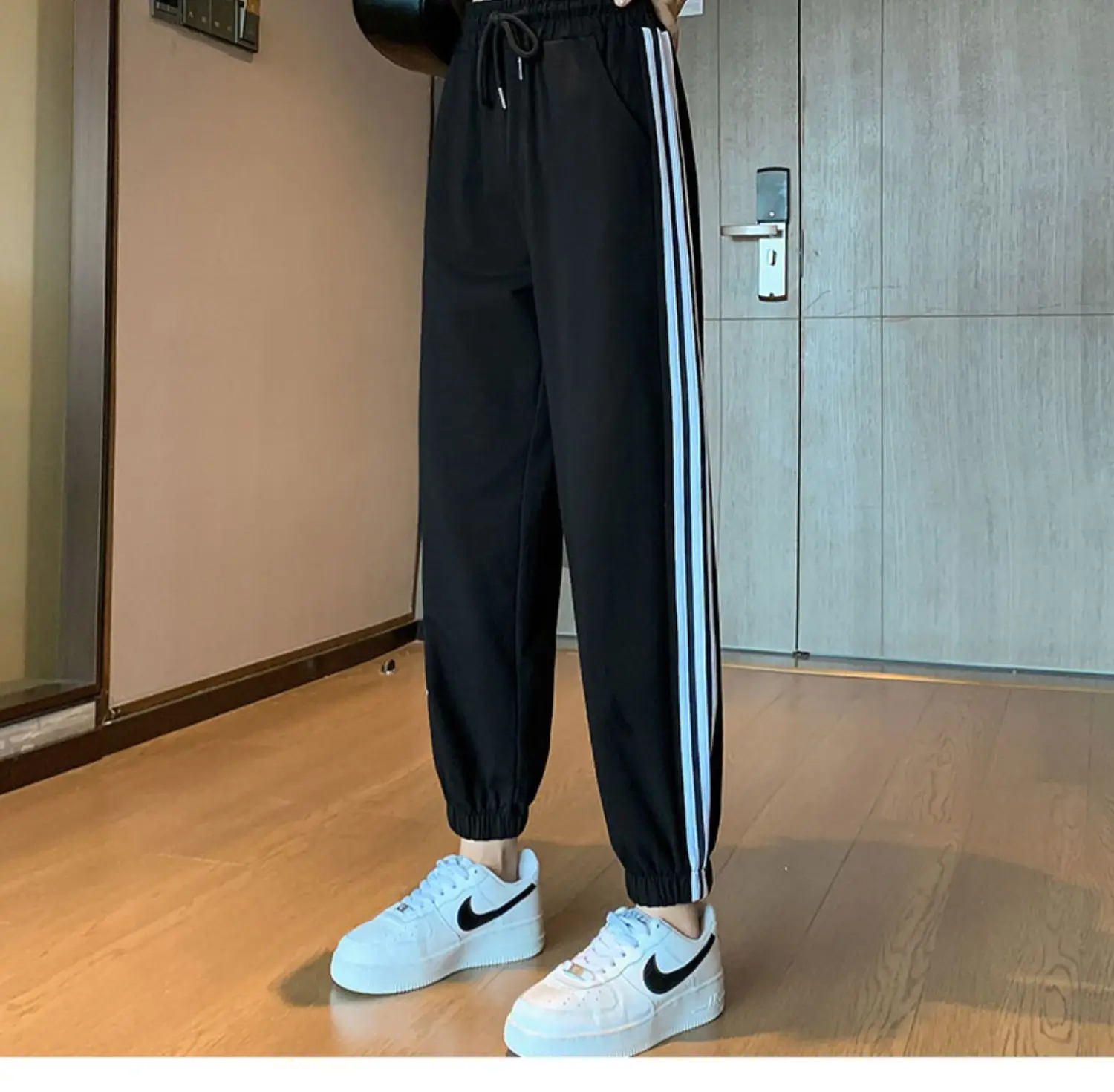 Women's Grey Korean Style Loose Sports Pants 2025 — feature 17
