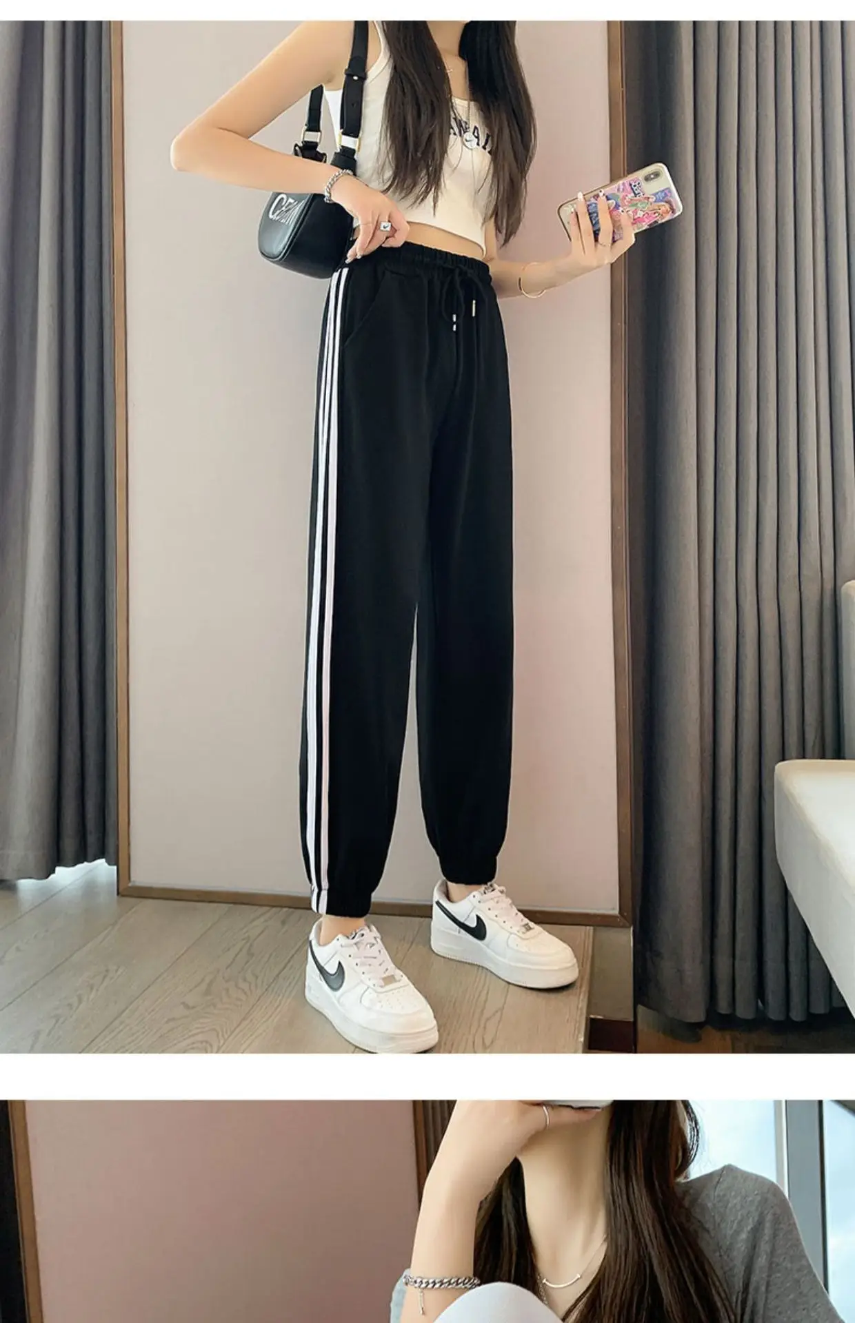 Women's Grey Korean Style Loose Sports Pants 2025 — feature 19