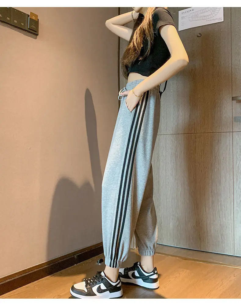 Women's Grey Korean Style Loose Sports Pants 2025 — feature 20