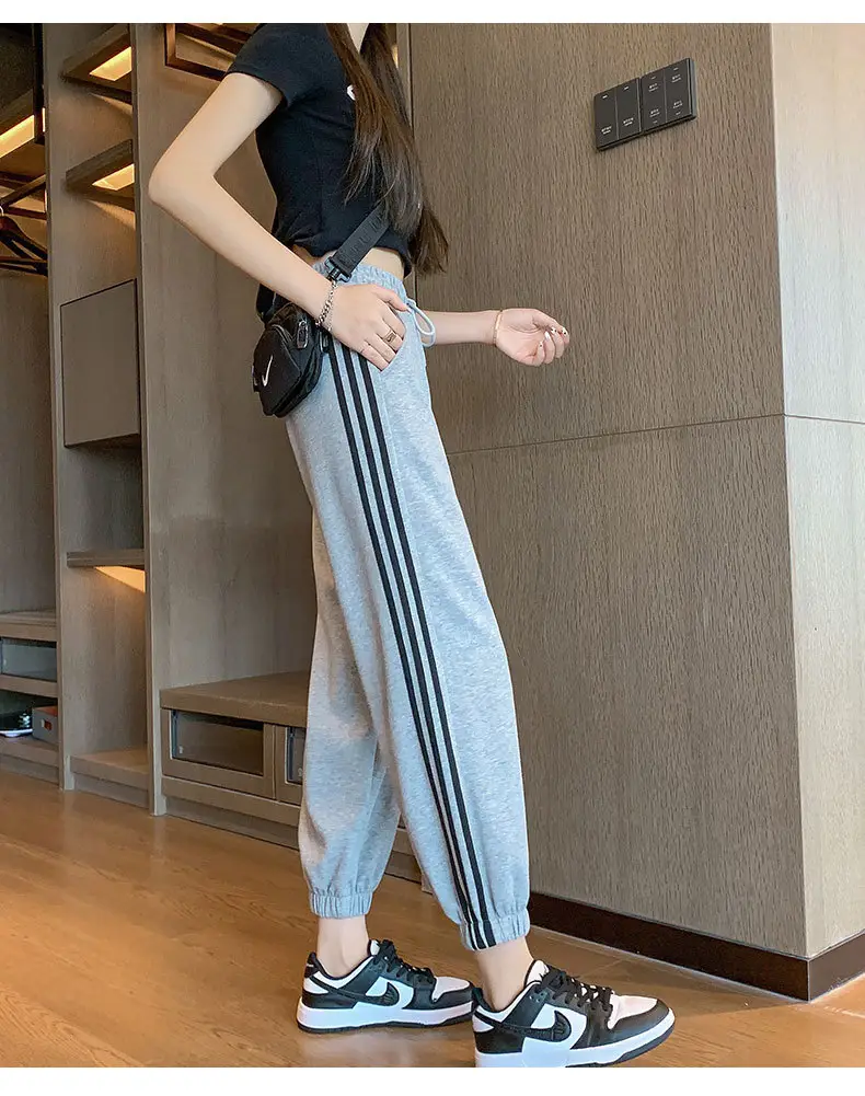 Women's Grey Korean Style Loose Sports Pants 2025 — feature 21