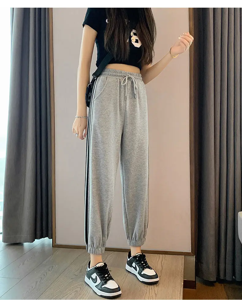 Women's Grey Korean Style Loose Sports Pants 2025 — feature 23