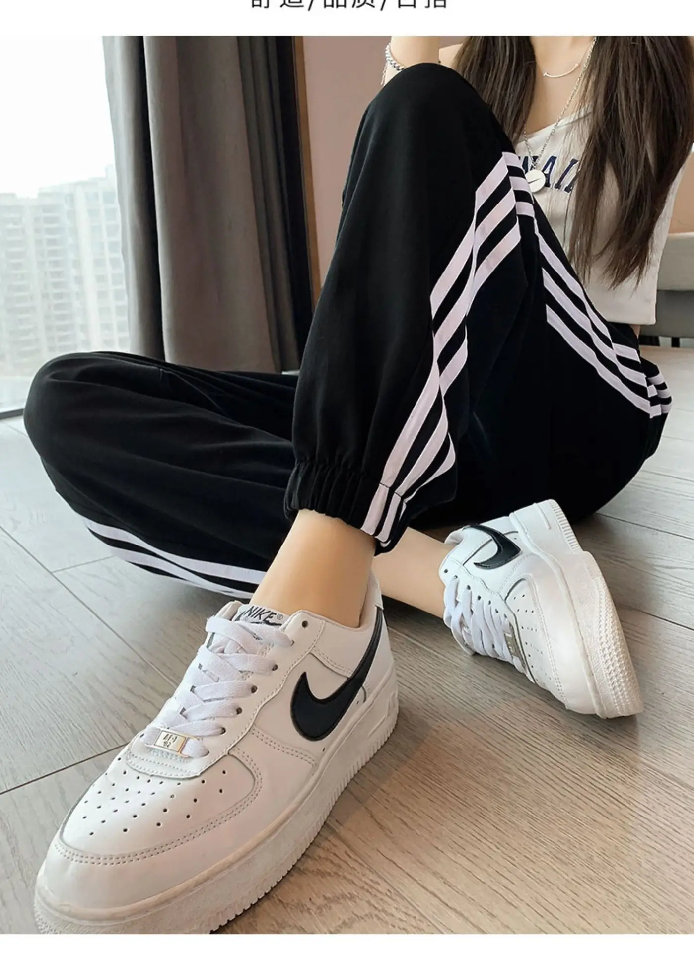 Women's Grey Korean Style Loose Sports Pants 2025 — feature 3