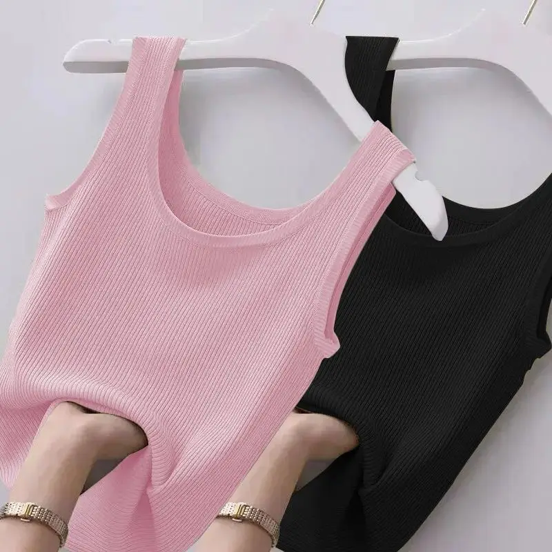 Women Sleeveless Camisole Green Knitted Slim Fit - Image 6