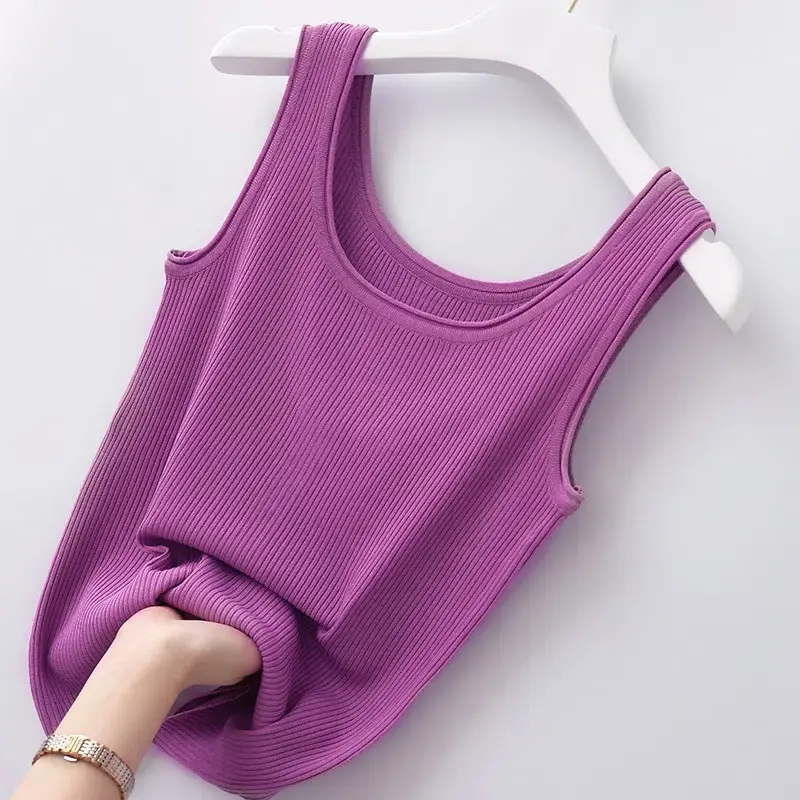 Women Sleeveless Camisole Green Knitted Slim Fit — feature 12