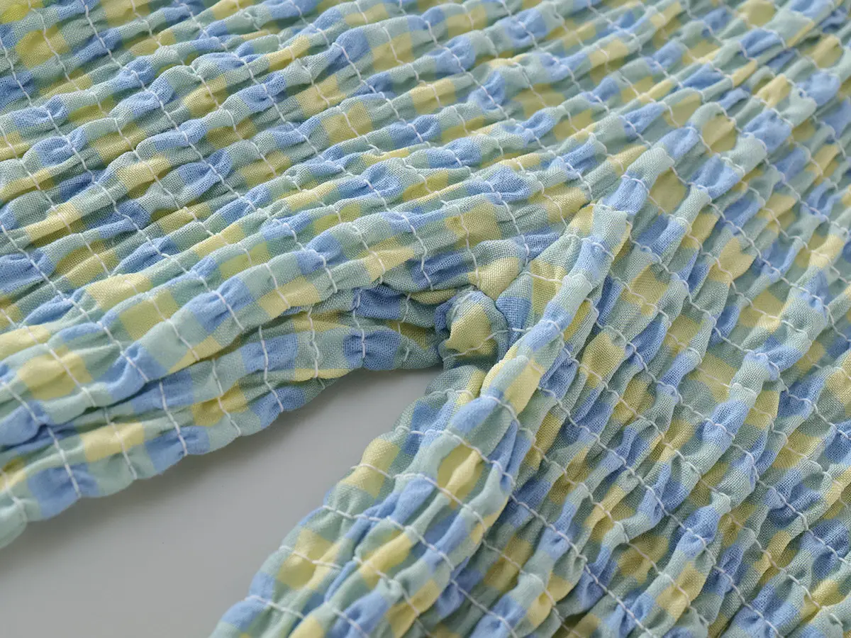 Kids Plaid Suit Blue Yellow Summer Backless Top Flared Pants — feature 13