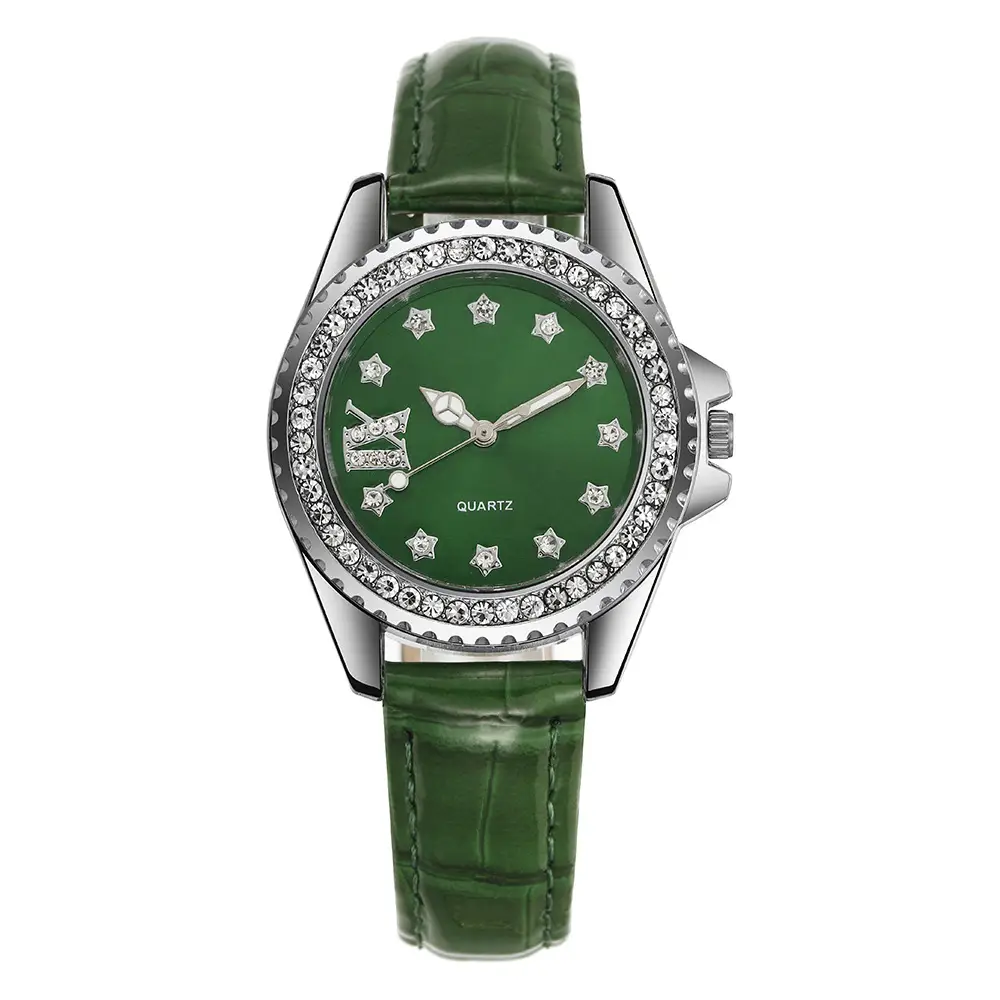 Green Star Dotted Ladies Quartz Watch with Leather Strap — feature 3