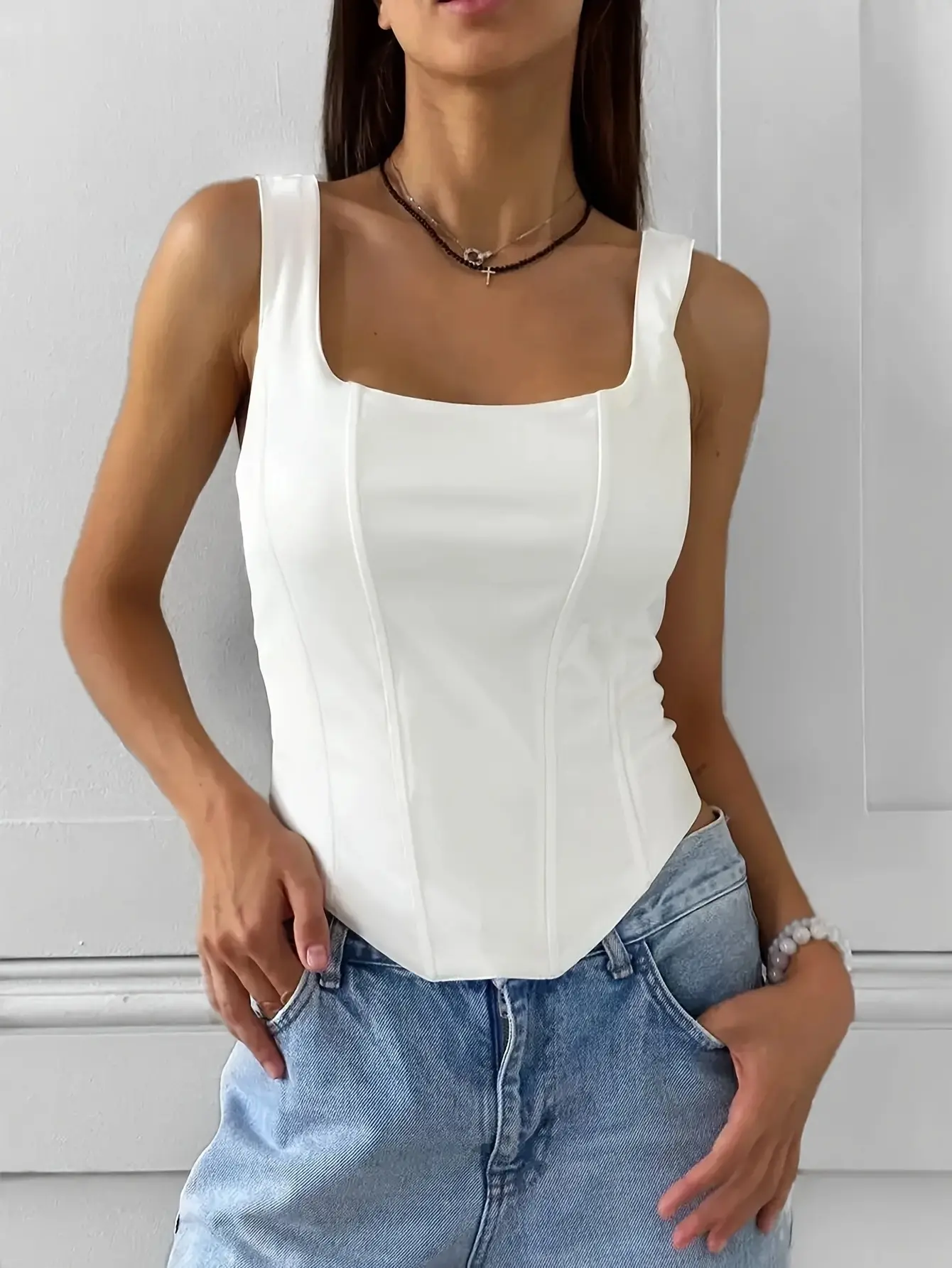 European American Women's 2023 Sexy Fishbone Sling Backless Vest Top — feature 10