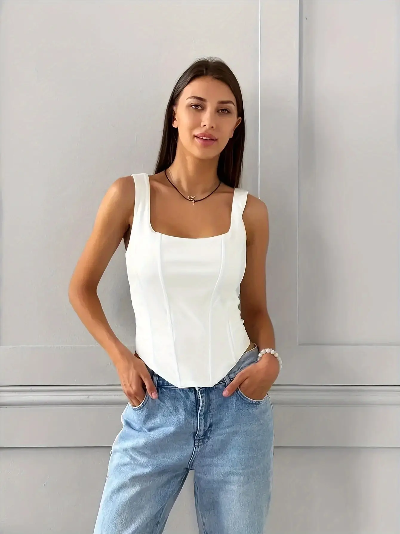 European American Women's 2023 Sexy Fishbone Sling Backless Vest Top — feature 8
