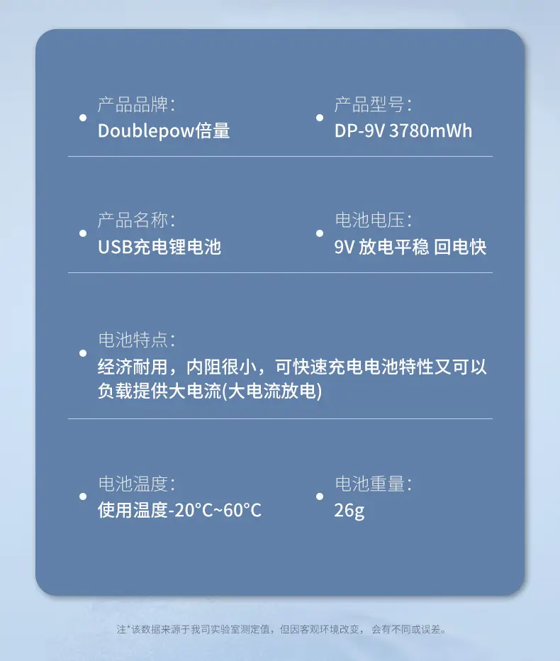 Double 9V rechargeable battery Type-C Port fast charging instrument multimeter microphone spot wholesale — feature 18