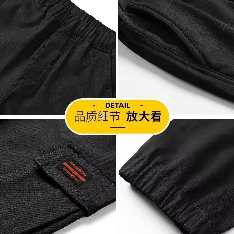 Men Black Slimming Casual Pants with Pocket Design