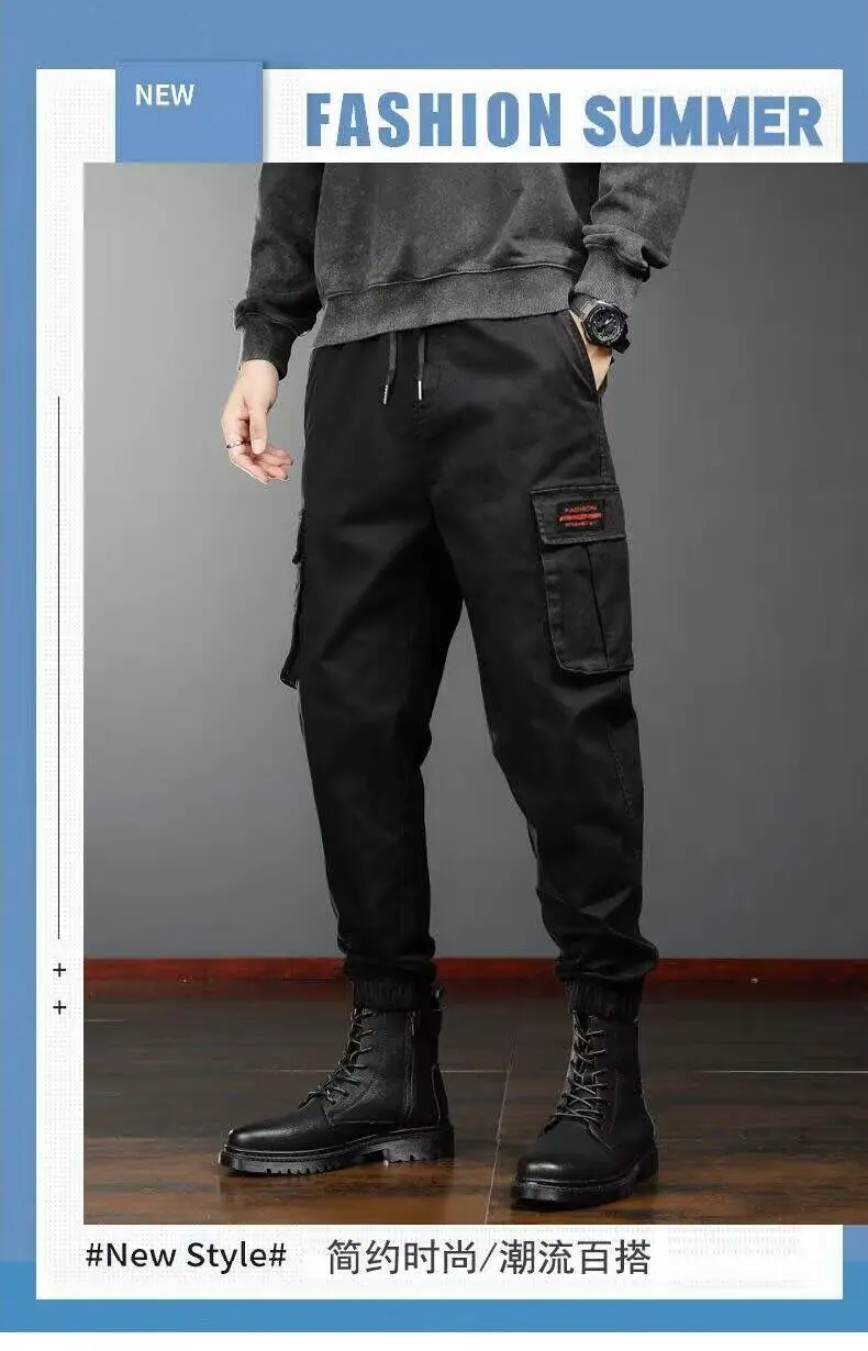 Men Black Slimming Casual Pants with Pocket Design — feature 1