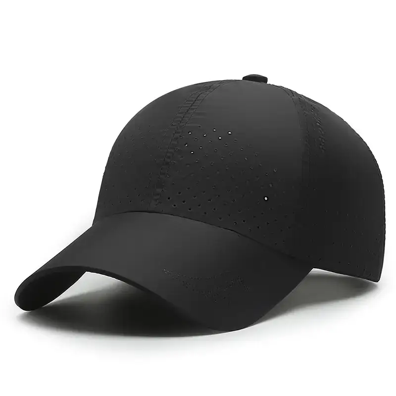 Men's Black Perforated Baseball Cap Outdoor Sports Sun Hat